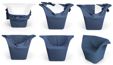 Tapicería de silla elegante de inspiración origami